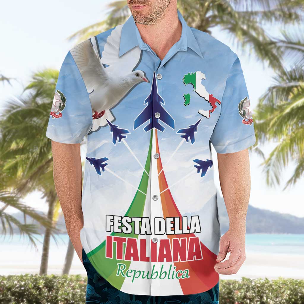 Italy Festa della Repubblica Hawaiian Shirt Frecce Tricolori with Dove