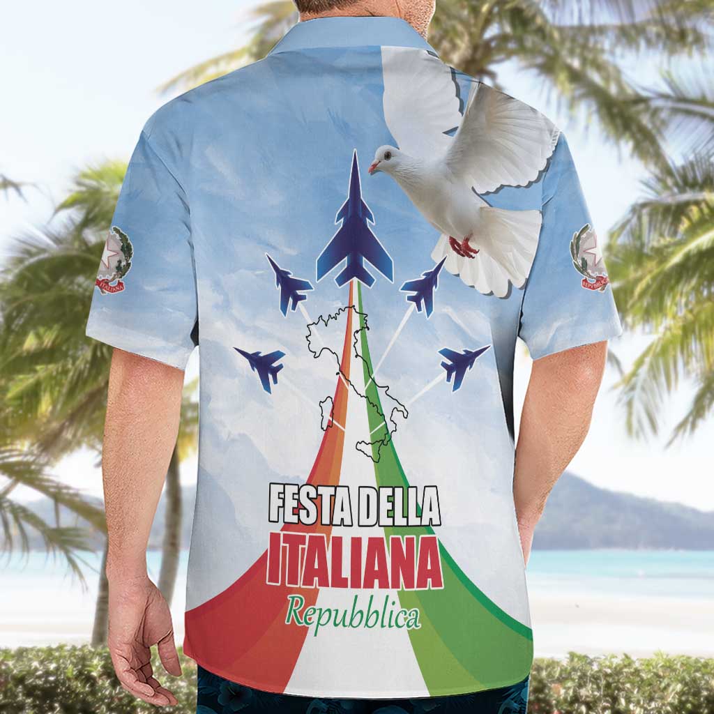 Italy Festa della Repubblica Hawaiian Shirt Frecce Tricolori with Dove
