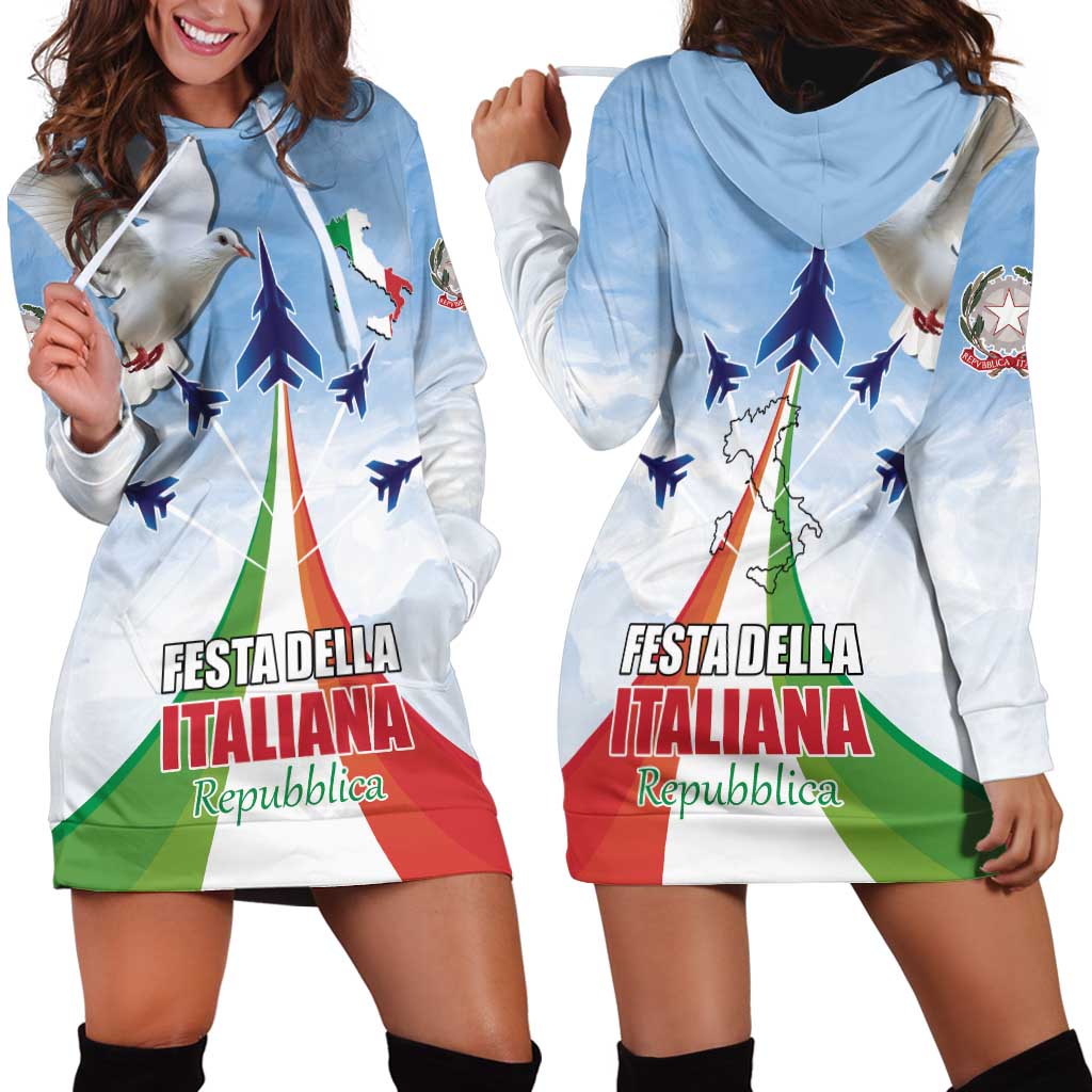 Italy Festa della Repubblica Hoodie Dress Frecce Tricolori with Dove