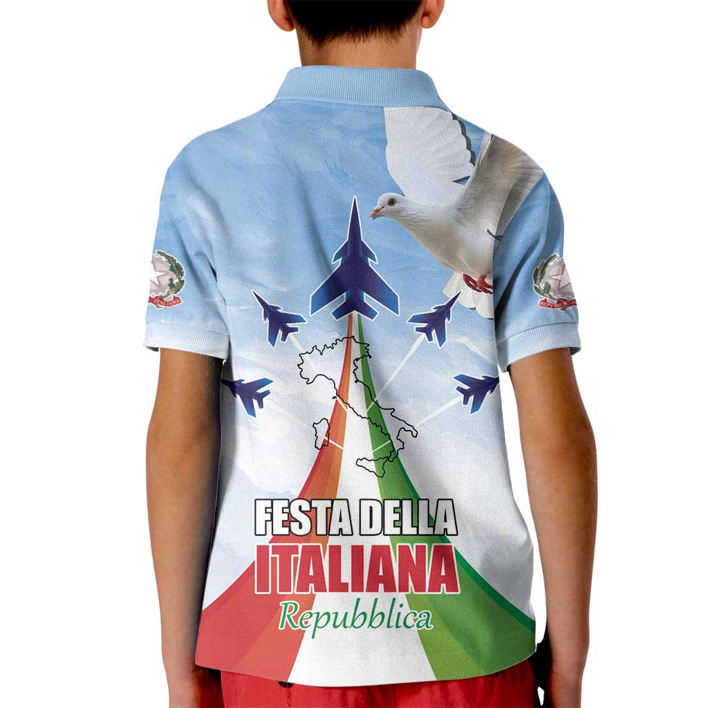 Italy Festa della Repubblica Kid Polo Shirt Frecce Tricolori with Dove