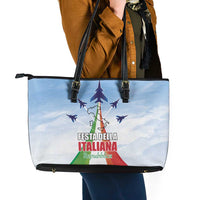 Italy Festa della Repubblica Leather Tote Bag Frecce Tricolori with Dove