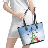 Italy Festa della Repubblica Leather Tote Bag Frecce Tricolori with Dove