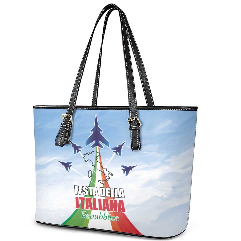 Italy Festa della Repubblica Leather Tote Bag Frecce Tricolori with Dove