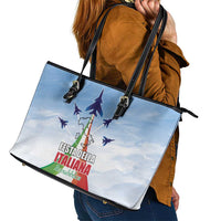 Italy Festa della Repubblica Leather Tote Bag Frecce Tricolori with Dove