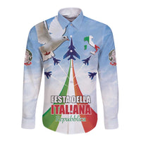 Italy Festa della Repubblica Long Sleeve Button Shirt Frecce Tricolori with Dove