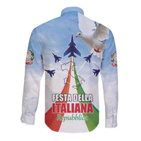 Italy Festa della Repubblica Long Sleeve Button Shirt Frecce Tricolori with Dove