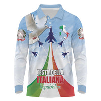 Italy Festa della Repubblica Long Sleeve Polo Shirt Frecce Tricolori with Dove