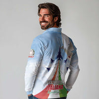 Italy Festa della Repubblica Long Sleeve Polo Shirt Frecce Tricolori with Dove