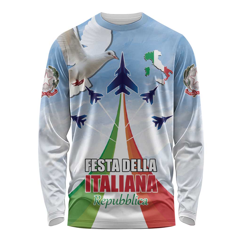 Italy Festa della Repubblica Long Sleeve Shirt Frecce Tricolori with Dove