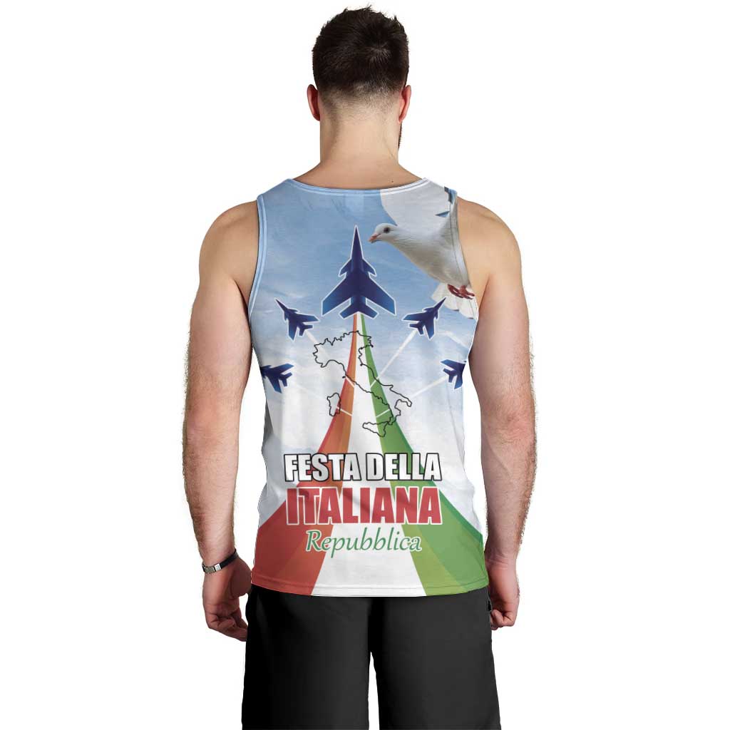 Italy Festa della Repubblica Men Tank Top Frecce Tricolori with Dove