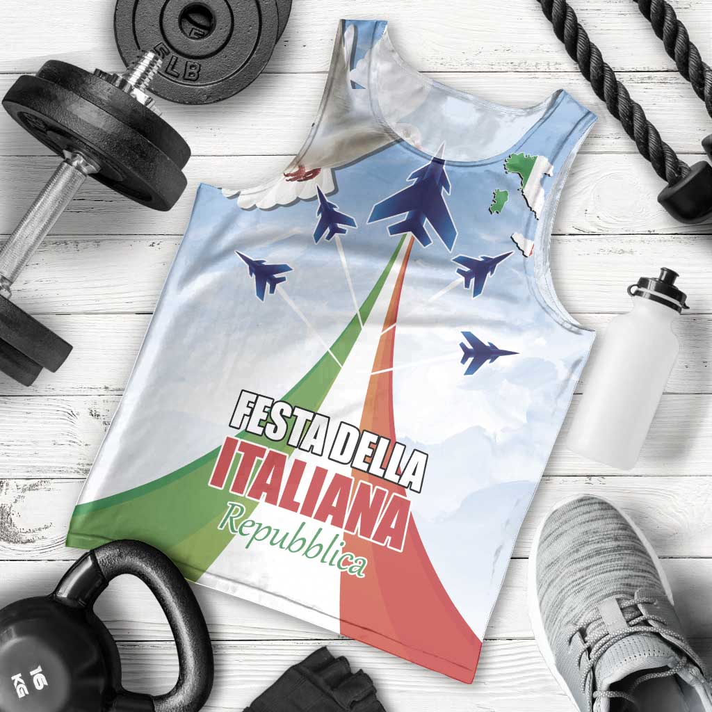 Italy Festa della Repubblica Men Tank Top Frecce Tricolori with Dove