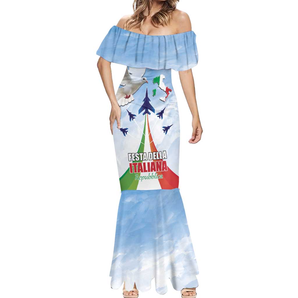 Italy Festa della Repubblica Mermaid Dress Frecce Tricolori with Dove