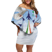 Italy Festa della Repubblica Off Shoulder Short Dress Frecce Tricolori with Dove
