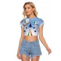 Italy Festa della Repubblica Raglan Cropped T Shirt Frecce Tricolori with Dove