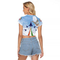 Italy Festa della Repubblica Raglan Cropped T Shirt Frecce Tricolori with Dove