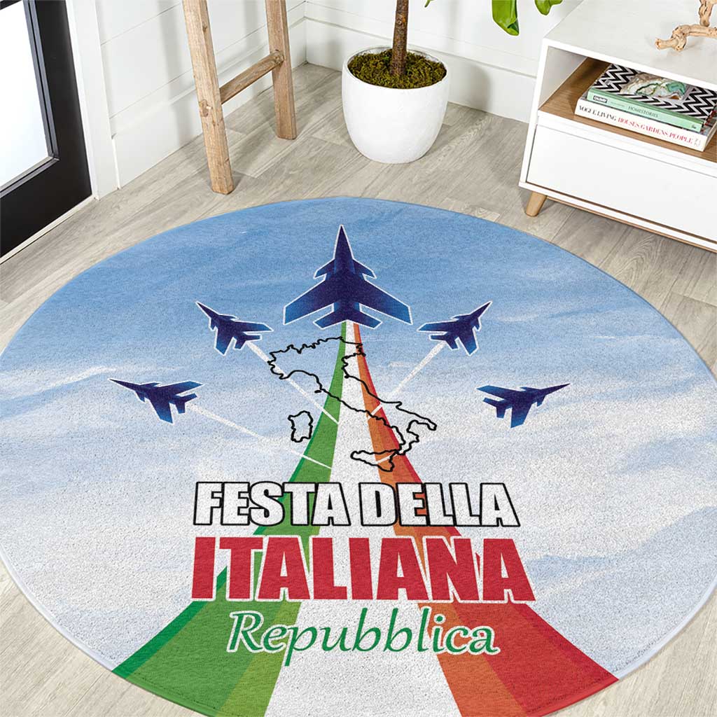 Italy Festa della Repubblica Round Carpet Frecce Tricolori with Dove
