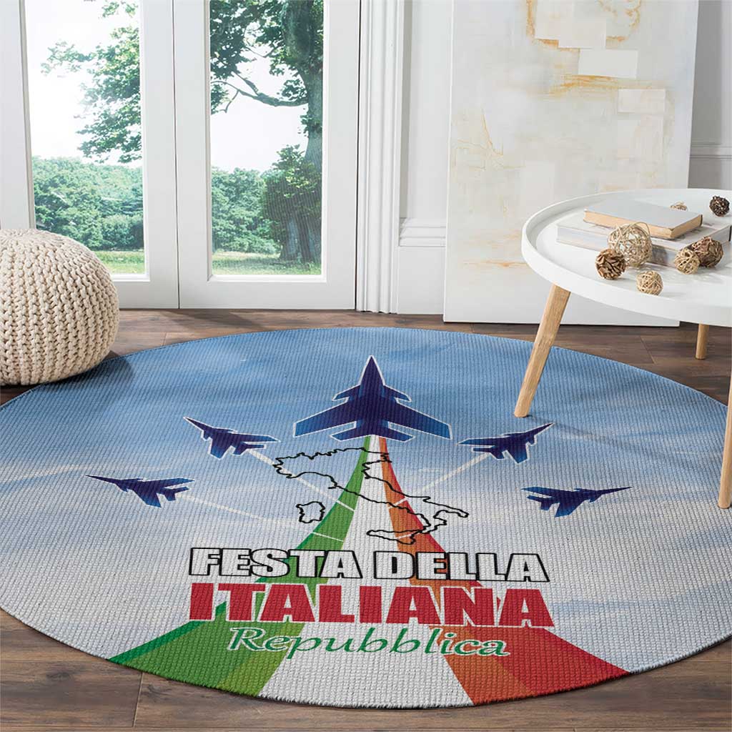 Italy Festa della Repubblica Round Carpet Frecce Tricolori with Dove