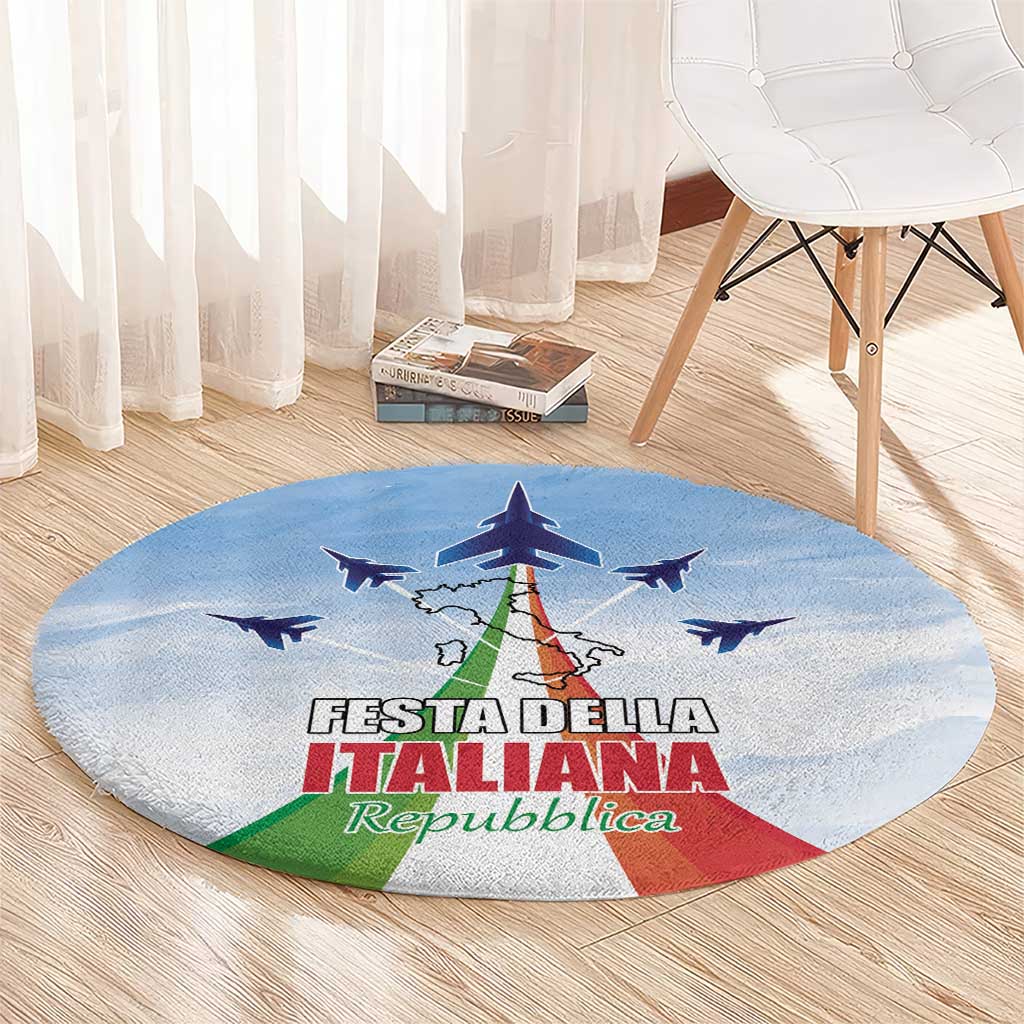 Italy Festa della Repubblica Round Carpet Frecce Tricolori with Dove