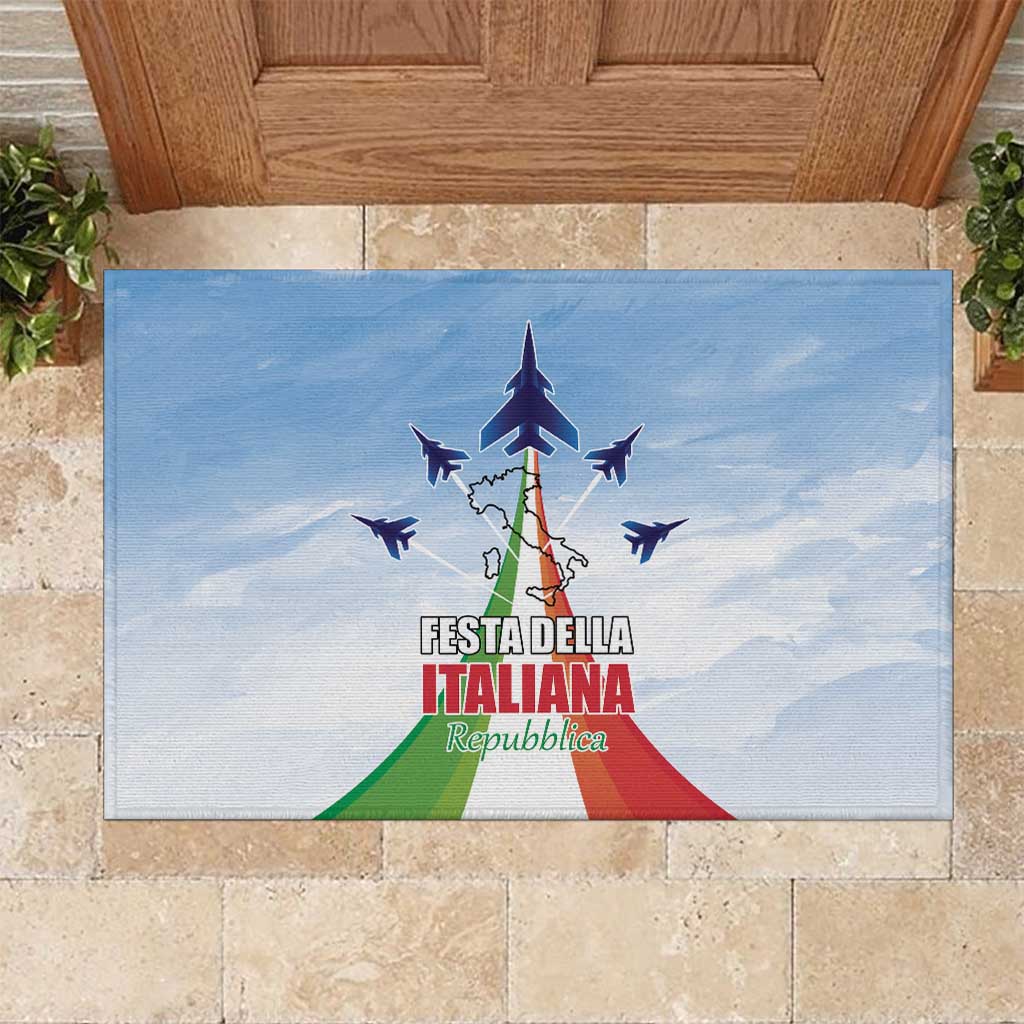 Italy Festa della Repubblica Rubber Doormat Frecce Tricolori with Dove