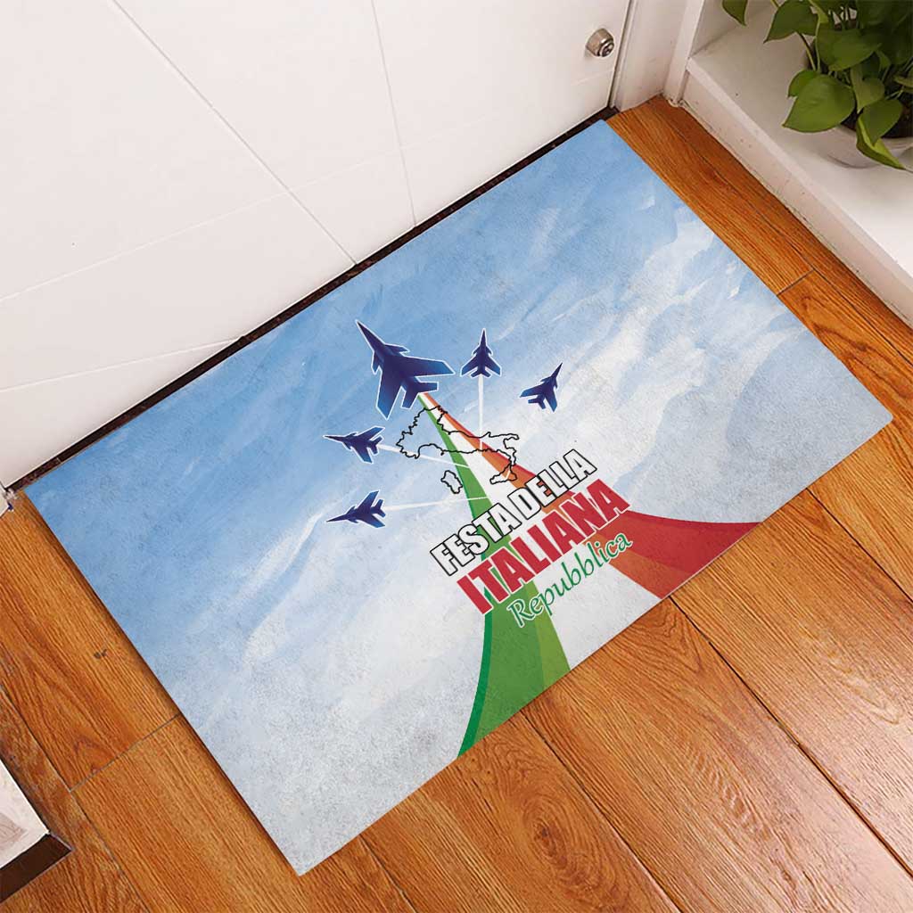 Italy Festa della Repubblica Rubber Doormat Frecce Tricolori with Dove