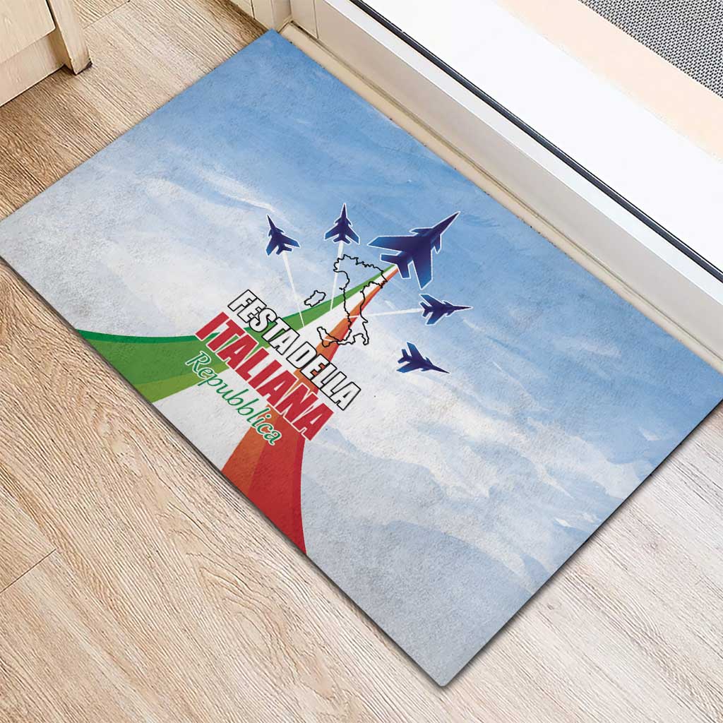Italy Festa della Repubblica Rubber Doormat Frecce Tricolori with Dove