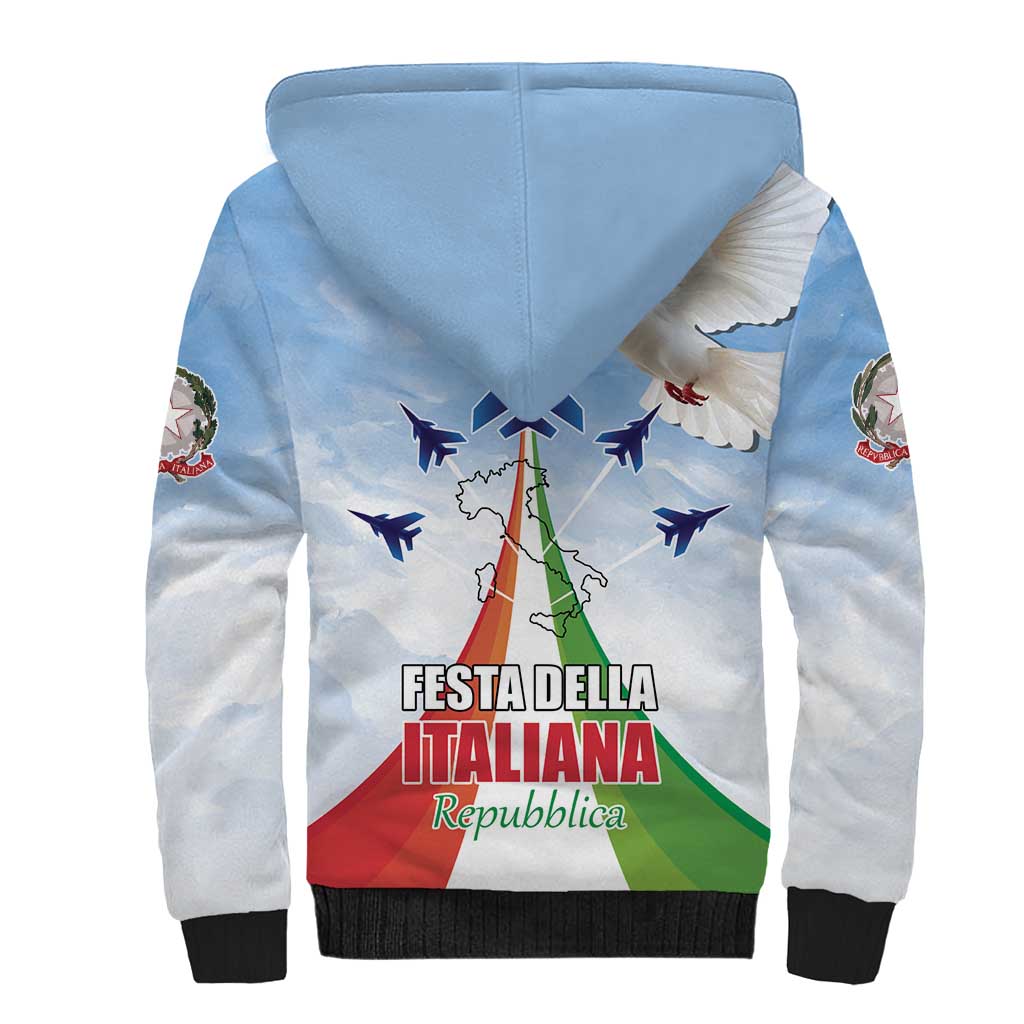 Italy Festa della Repubblica Sherpa Hoodie Frecce Tricolori with Dove