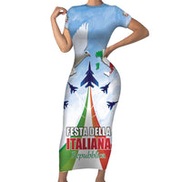 Italy Festa della Repubblica Short Sleeve Bodycon Dress Frecce Tricolori with Dove