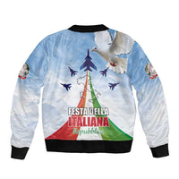Italy Festa della Repubblica Sleeve Zip Bomber Jacket Frecce Tricolori with Dove