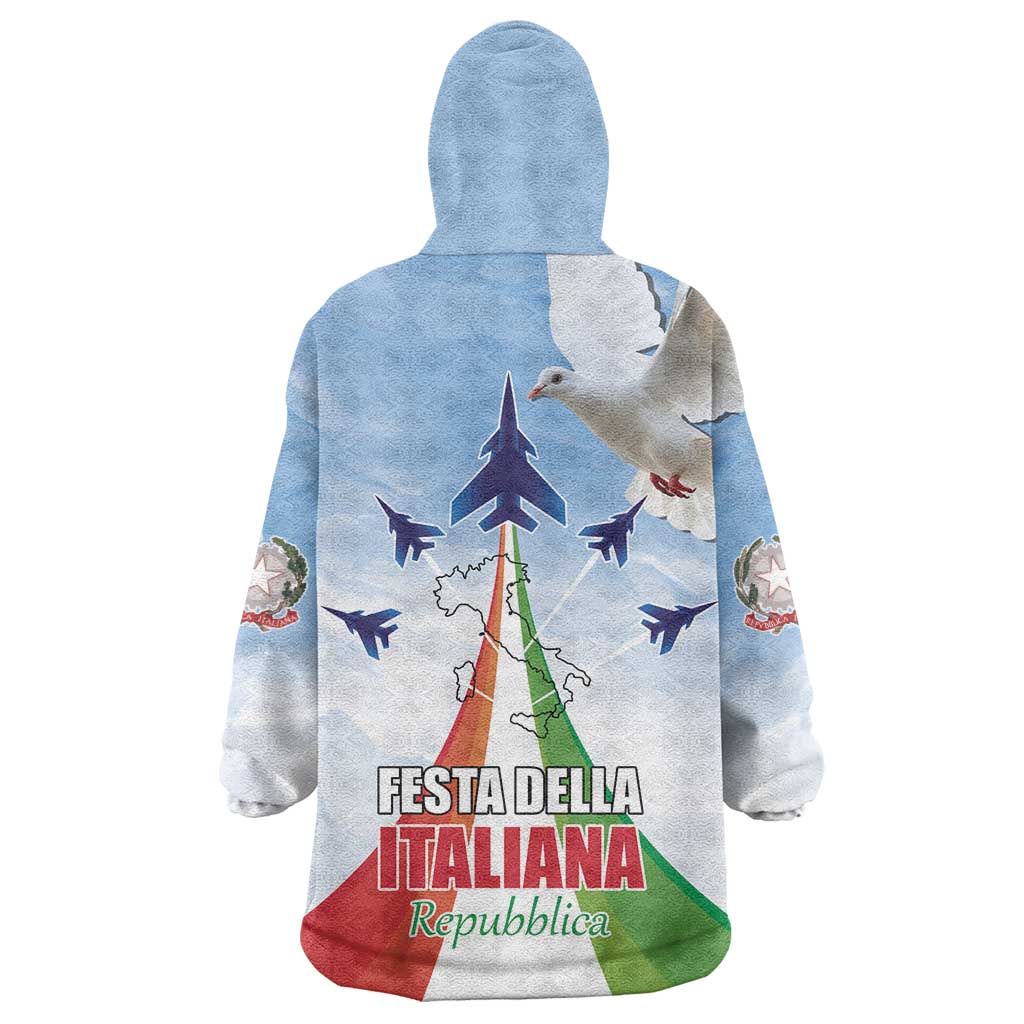 Italy Festa della Repubblica Wearable Blanket Hoodie Frecce Tricolori with Dove