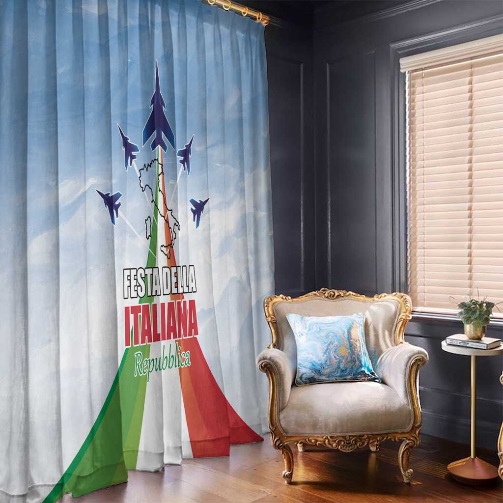 Italy Festa della Repubblica Window Curtain Frecce Tricolori with Dove