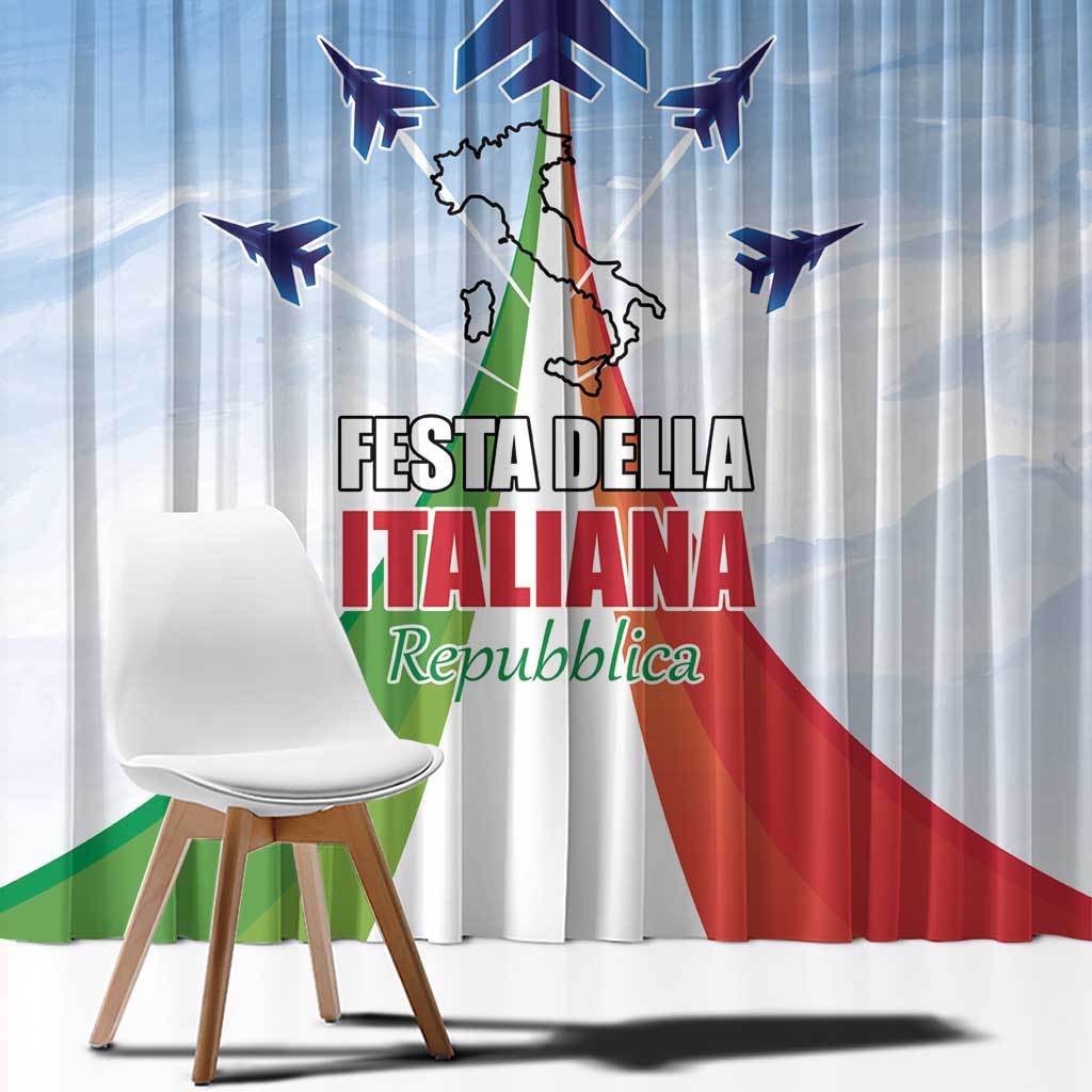 Italy Festa della Repubblica Window Curtain Frecce Tricolori with Dove
