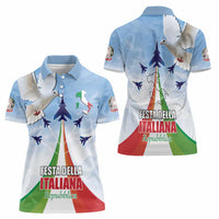 Italy Festa della Repubblica Women Polo Shirt Frecce Tricolori with Dove