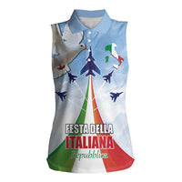 Italy Festa della Repubblica Women Sleeveless Polo Shirt Frecce Tricolori with Dove