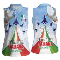 Italy Festa della Repubblica Women Sleeveless Polo Shirt Frecce Tricolori with Dove