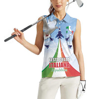Italy Festa della Repubblica Women Sleeveless Polo Shirt Frecce Tricolori with Dove
