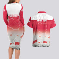 Polish Flag Day Personalized Couples Matching Long Sleeve Bodycon Dress and Hawaiian Shirt Duma Narodu 2nd May
