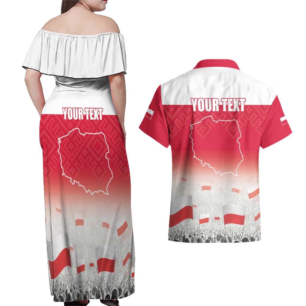 Polish Flag Day Personalized Couples Matching Off Shoulder Maxi Dress and Hawaiian Shirt Duma Narodu 2nd May