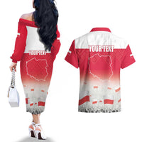 Polish Flag Day Personalized Couples Matching Off The Shoulder Long Sleeve Dress and Hawaiian Shirt Duma Narodu 2nd May
