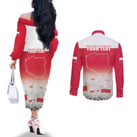 Polish Flag Day Personalized Couples Matching Off The Shoulder Long Sleeve Dress and Long Sleeve Button Shirt Duma Narodu 2nd May