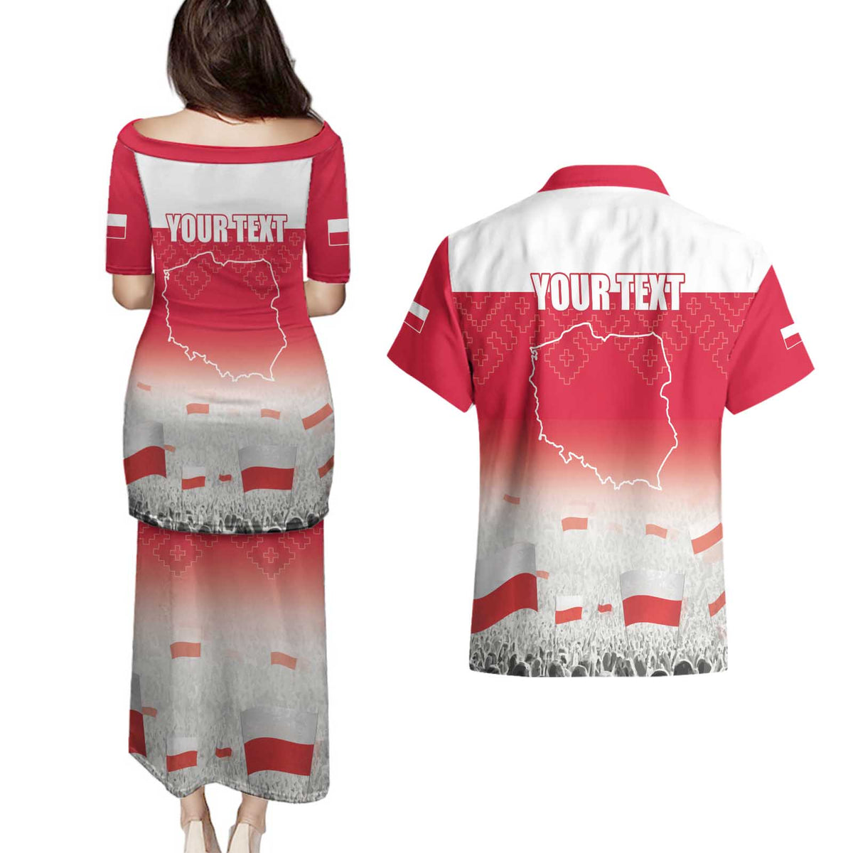 Polish Flag Day Personalized Couples Matching Puletasi and Hawaiian Shirt Duma Narodu 2nd May