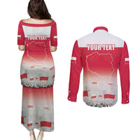 Polish Flag Day Personalized Couples Matching Puletasi and Long Sleeve Button Shirt Duma Narodu 2nd May