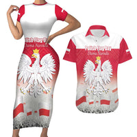 Polish Flag Day Personalized Couples Matching Short Sleeve Bodycon Dress and Hawaiian Shirt Duma Narodu 2nd May