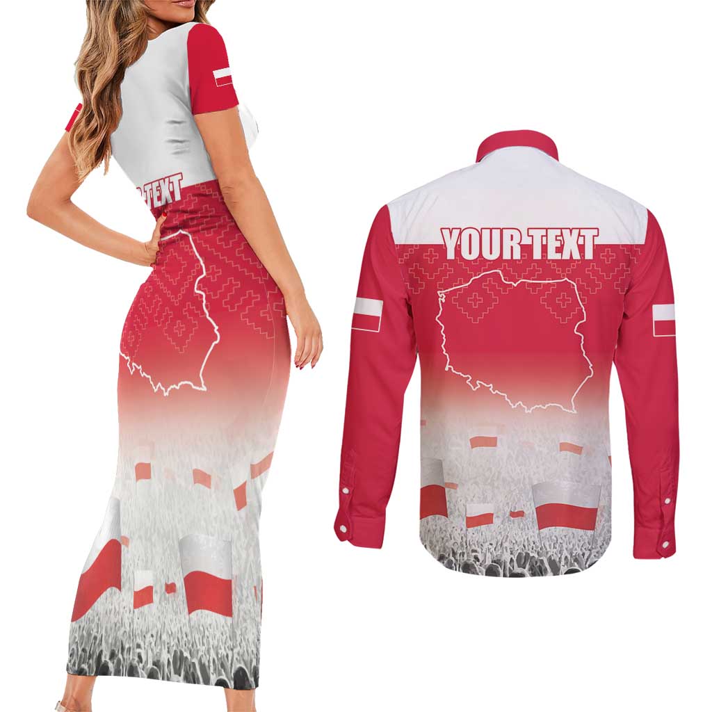 Polish Flag Day Personalized Couples Matching Short Sleeve Bodycon Dress and Long Sleeve Button Shirt Duma Narodu 2nd May