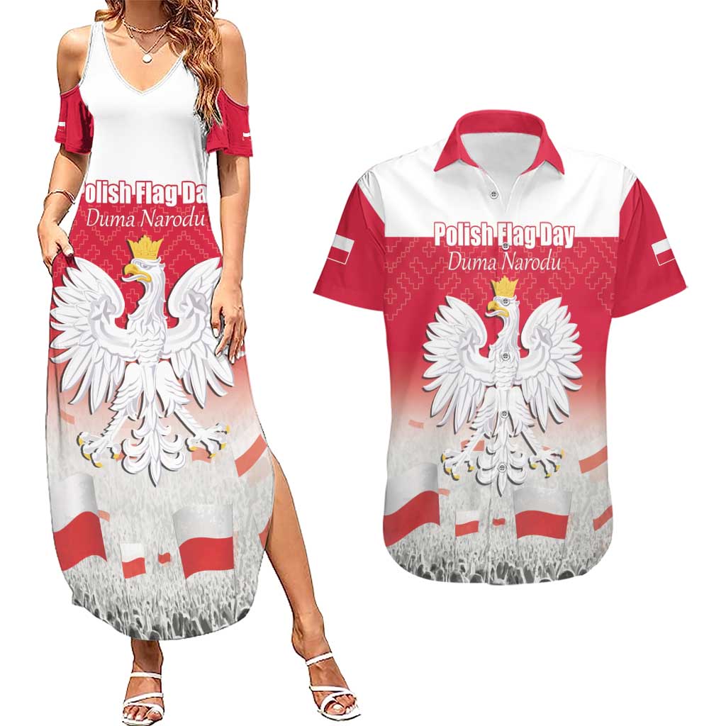 Polish Flag Day Personalized Couples Matching Summer Maxi Dress and Hawaiian Shirt Duma Narodu 2nd May