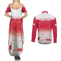 Polish Flag Day Personalized Couples Matching Summer Maxi Dress and Long Sleeve Button Shirt Duma Narodu 2nd May