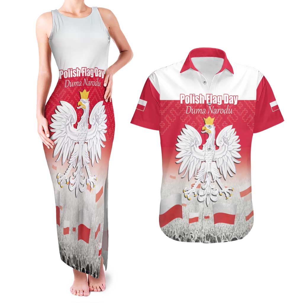Polish Flag Day Personalized Couples Matching Tank Maxi Dress and Hawaiian Shirt Duma Narodu 2nd May