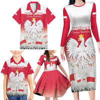 Polish Flag Day Personalized Family Matching Long Sleeve Bodycon Dress and Hawaiian Shirt Duma Narodu 2nd May