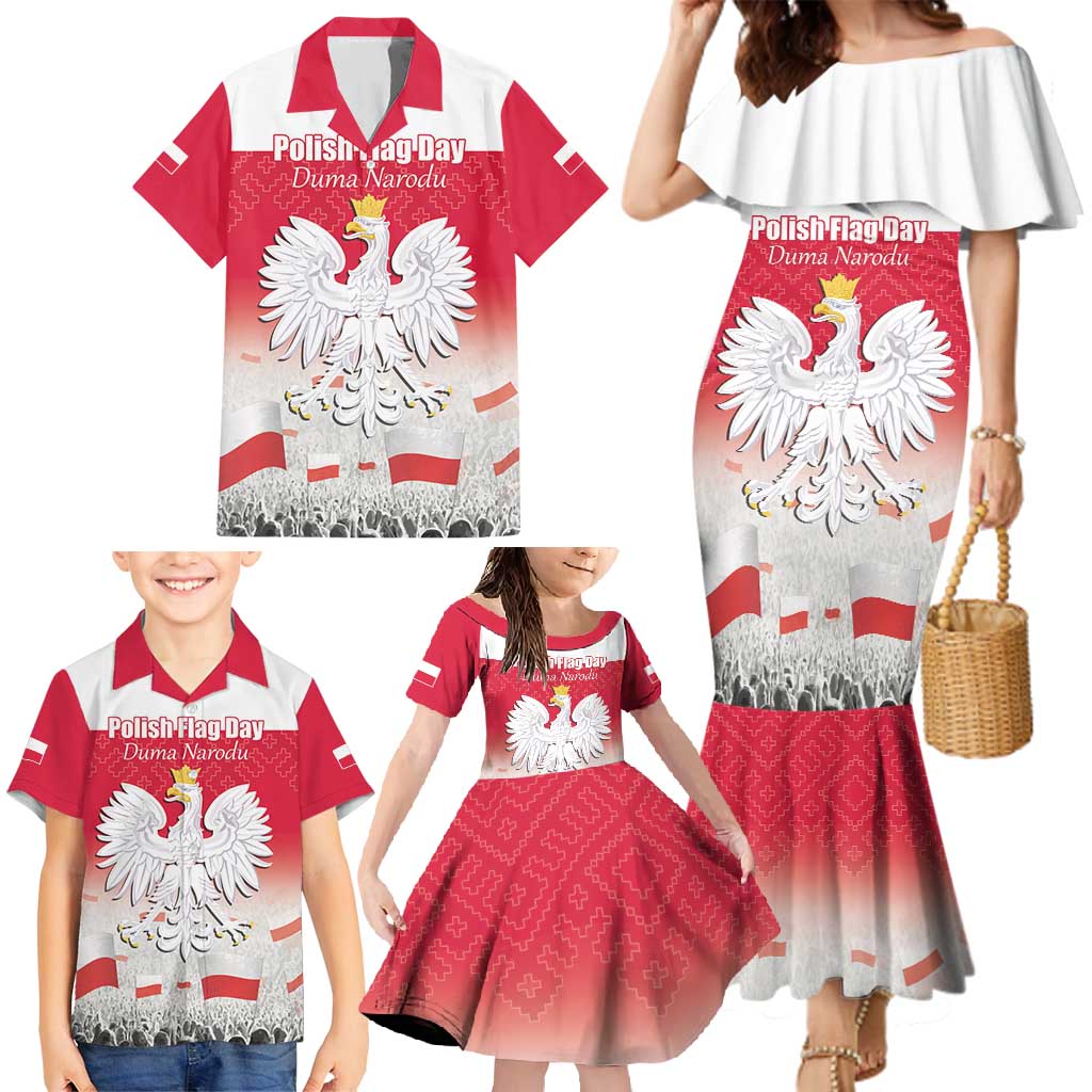 Polish Flag Day Personalized Family Matching Mermaid Dress and Hawaiian Shirt Duma Narodu 2nd May
