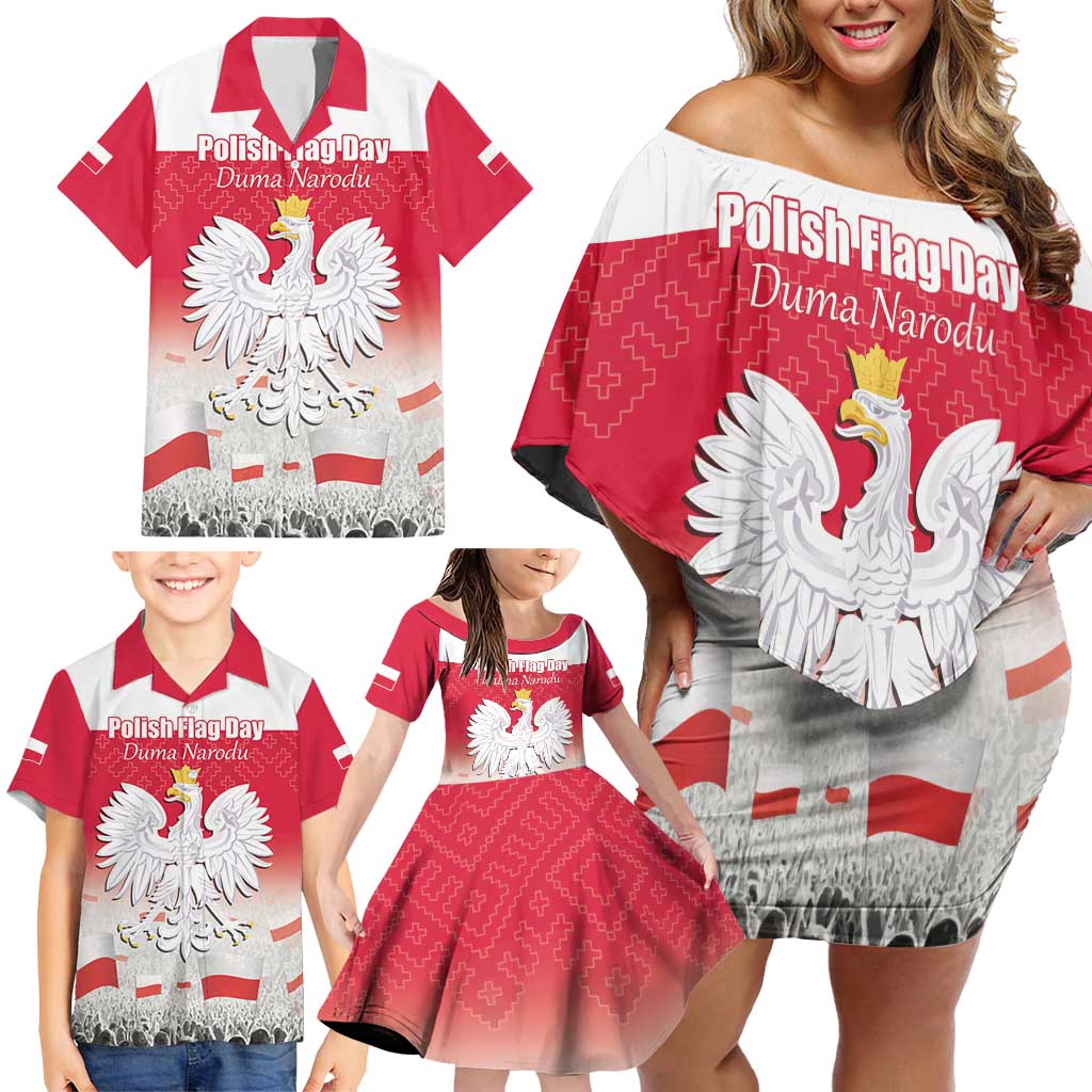 Polish Flag Day Personalized Family Matching Off Shoulder Short Dress and Hawaiian Shirt Duma Narodu 2nd May