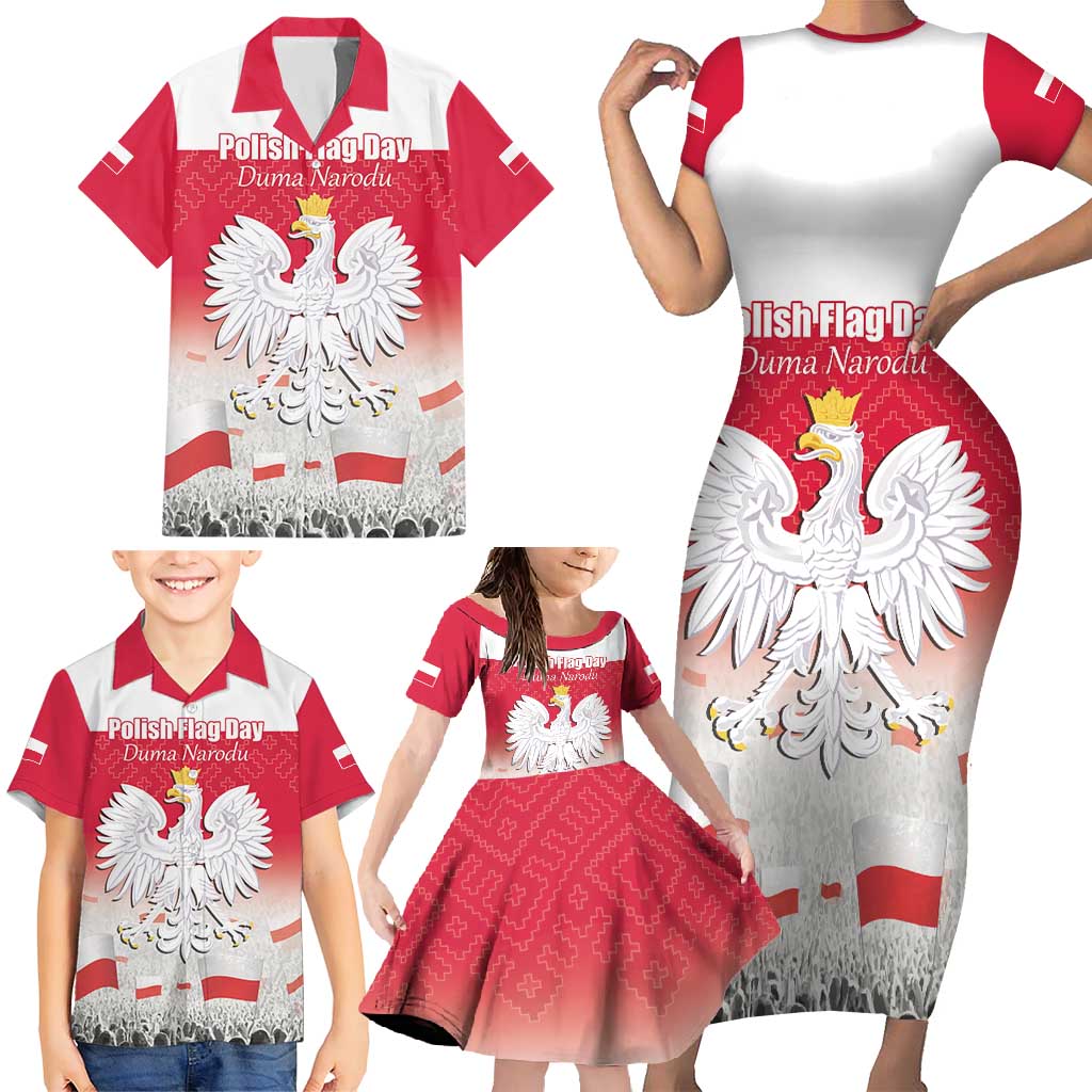 Polish Flag Day Personalized Family Matching Short Sleeve Bodycon Dress and Hawaiian Shirt Duma Narodu 2nd May